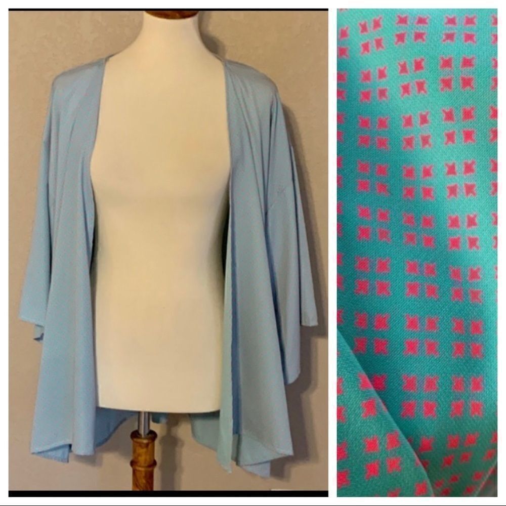 Primi Teal & Hot Pink Geometric Kimono S Swim Cov